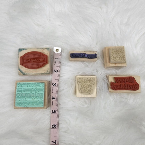 STAMPIN' UP! (6) Wood Rubber Stamps Happy Birthday Celebrate Cake & Candles - Picture 5 of 5